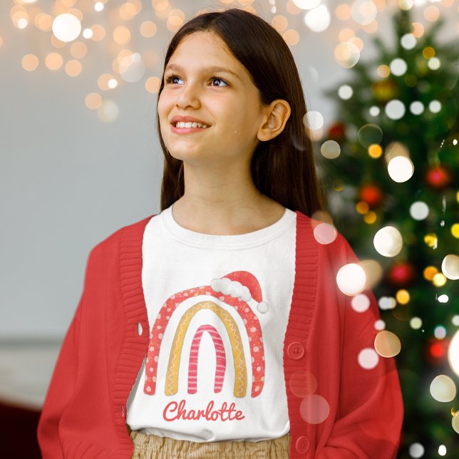 God jul Santa Hat Rainbow Personlig T-S T Shirt (Skapare uppladdad)