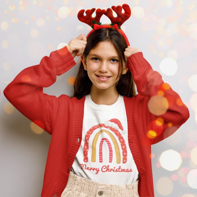 God jul Santa Hat Rainbow Personlig  T Shirt (Skapare uppladdad)