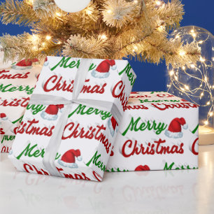 God jul Santa Hat Red grönt-skript Presentpapper