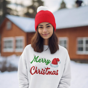 God jul Santa Hat Red grönt-skript T Shirt