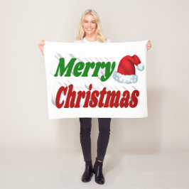 God jul Santa Hat Red grönt typography Fleecefilt