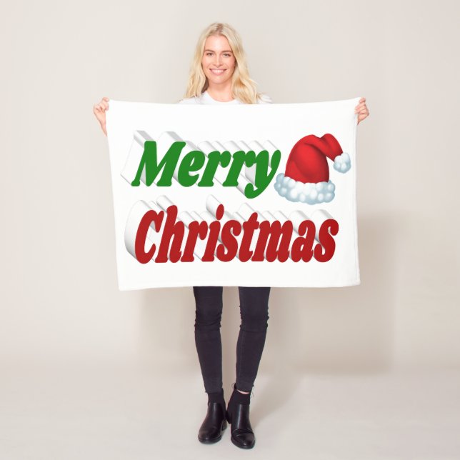 God jul Santa Hat Red grönt typography Fleecefilt (På plats)