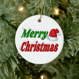 God jul Santa Hat Red grönt typography Julgransprydnad Keramik