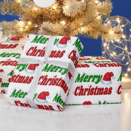 God jul Santa Hat Red grönt typography Presentpapper