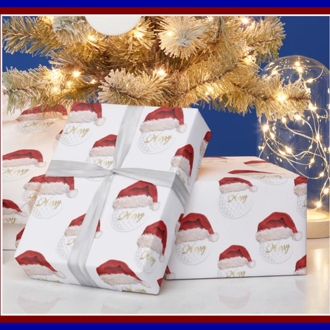 God jul Santa Hat Träd Golf Boll Presentpapper (Skapare uppladdad)