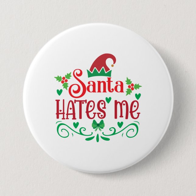 God jul Santa Hates Me Knapp (Framsida)