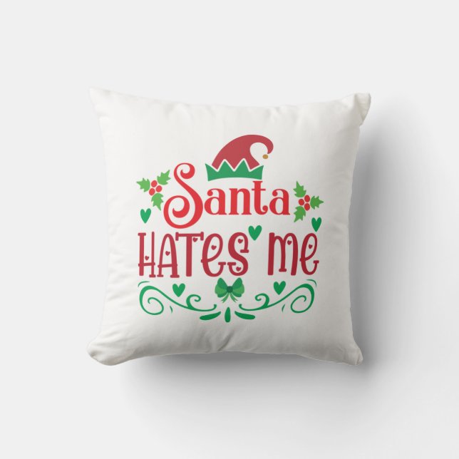 God jul Santa Hates Me Kudde (Framsida)