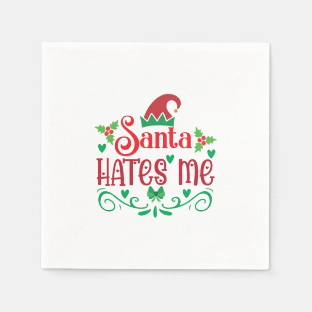 God jul Santa Hates Me Pappersservett (Framsidan)