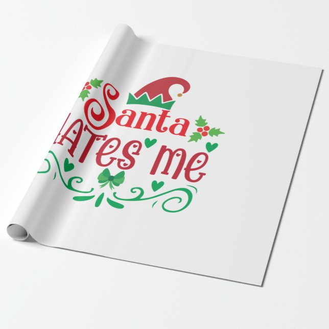 God jul Santa Hates Me Presentpapper (Utrullad)