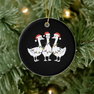 God Jul Santa Hatt Ankor Högtid Xmas Anka Julgransprydnad Keramik