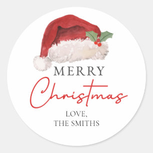 God Jul Santa Hatt Mistel Runt Klistermärke