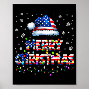 God Jul Santa Hatt Pjs Pyjamas USA Flag Xmas Poster