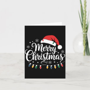 God Jul Santa Hatt Xmas Ljus Röd Familj M Kort