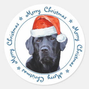 God jul Santa Hund Black Labrador Runt Klistermärke