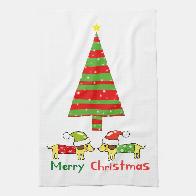 God jul (Santa hundar) Kökshandduk (Vertikal)