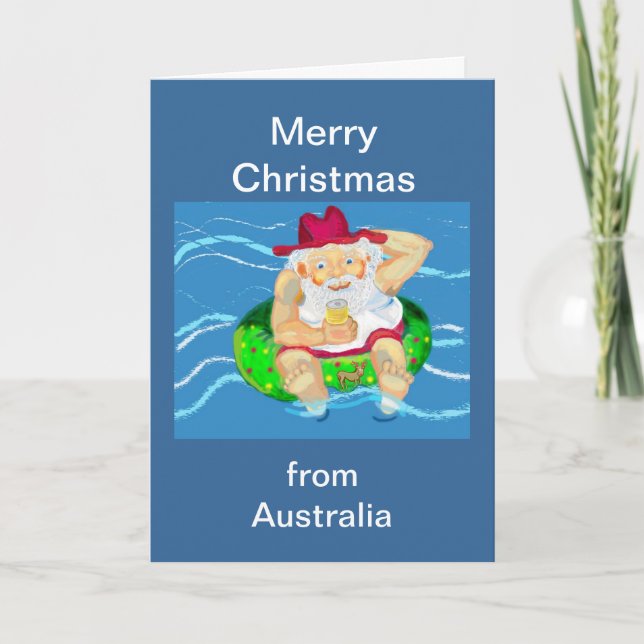 God jul Santa in Australia Helgkort (Framsida)