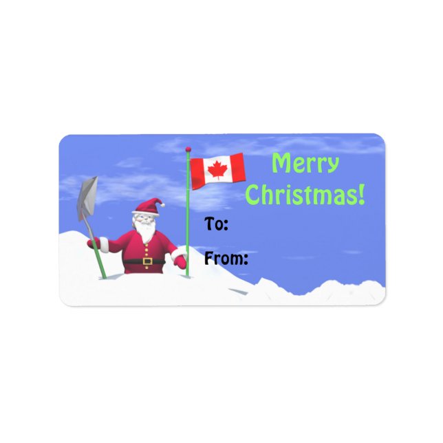 God jul Santa in Canada Gift Märkre Adressetikett (Framsidan)