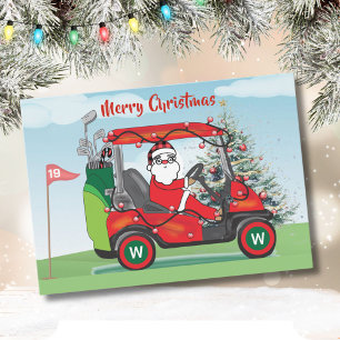 GOD JUL SANTA IN CART PLAYS GOLF JULKORT