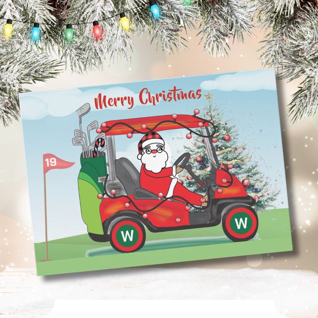 GOD JUL SANTA IN CART PLAYS GOLF JULKORT (Skapare uppladdad)
