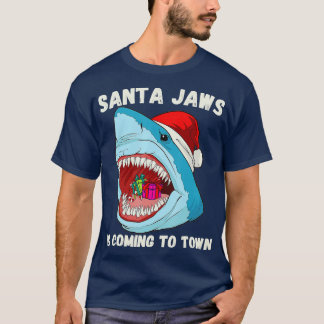 God jul Santa Jaws kommer till Town Funny T Shirt