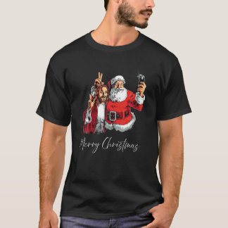 god jul Santa Jesus Selfie Funny Julafton Paja T Shirt
