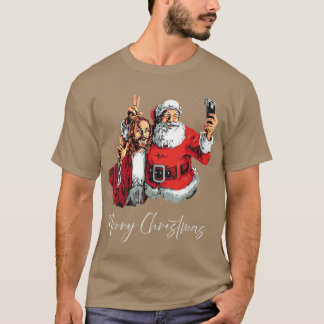 God jul Santa Jesus Selfie Funny Julafton Paja T Shirt