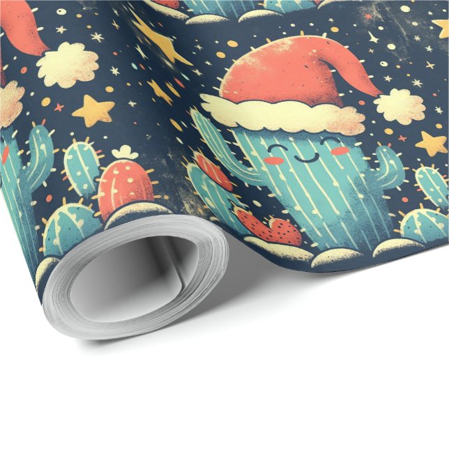 God jul Santa kaktus växter  Presentpapper (Rullad Hörn)