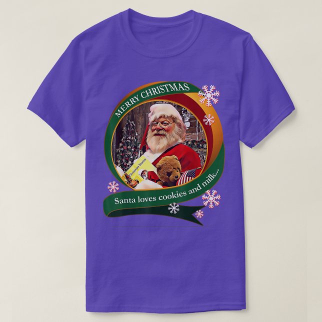 God jul Santa Kärlek Cookies och Mjölk Desig T Shirt (Design framsida)