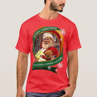 God jul Santa Kärlek Cookies och Mjölk Desig T Shirt