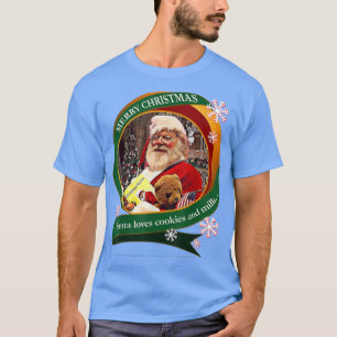 God jul Santa Kärlek Cookies och Mjölk Desig T Shirt