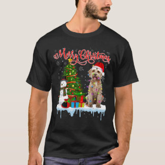 God jul Santa Labradoodle Light Julafton Träd T Shirt