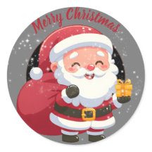 God jul Santa med gåva på svart och grått