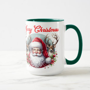 God jul Santa med Reindeer Mugg