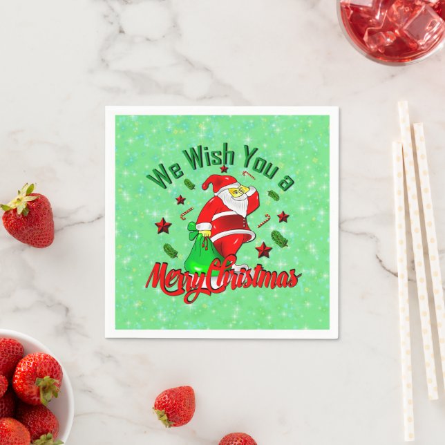 God jul Santa med Sack Stars Käpp Pappersservett (Insitu)