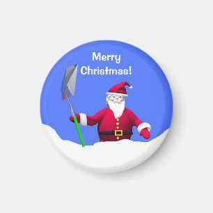 God jul Santa med Shovel Magnet
