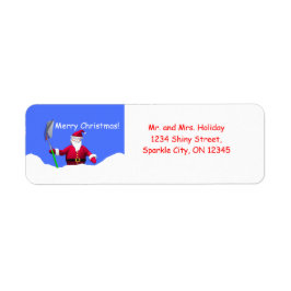 God jul Santa med Shovel Returadress Etikett