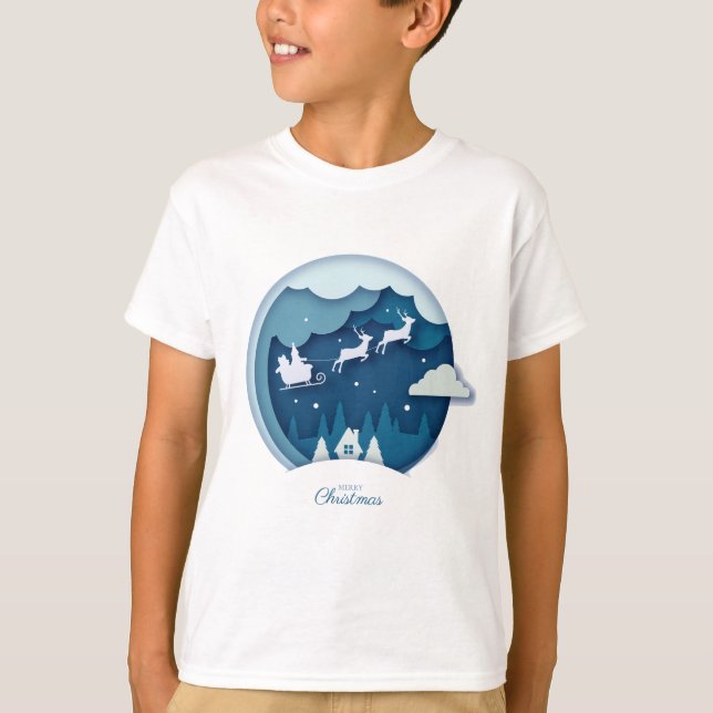 God jul - Santa med snö som faller T-Shirt (Framsida)