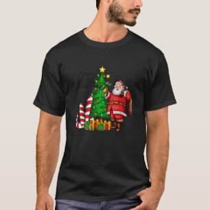 God jul Santa med Träd Ljus Candy cane T Shirt