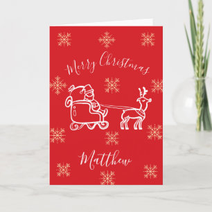 God jul Santa Merry Sleigh Son Helgkort