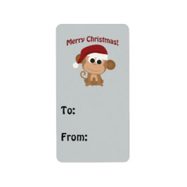 God Jul! Santa Monkey Adressetikett