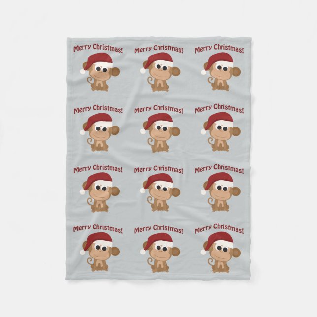 God Jul! Santa Monkey Fleecefilt (Framsidan)