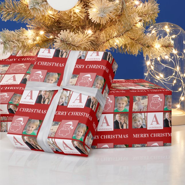 God jul Santa Monogram 4 Foton Presentpapper (Helgdagar)