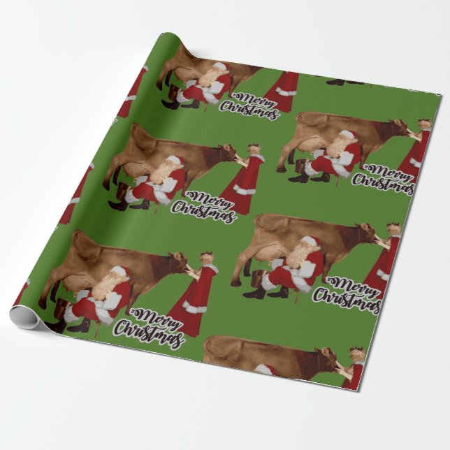 god jul Santa Mrs. claus ko Presentpapper (Utrullad)