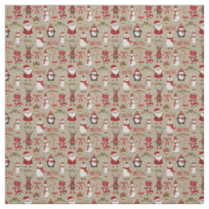 God jul Santa och Friends Fabric Tyg