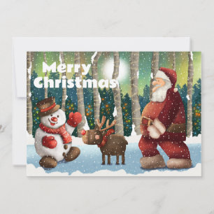 God jul Santa och Friends Julkort