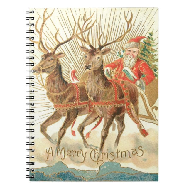 God jul (Santa och hans renar) Anteckningsbok (Framsidan)