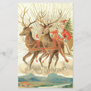 God jul (Santa och hans renar) Brevpapper