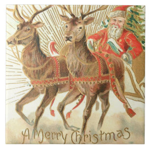 God jul (Santa och hans renar) Kakelplatta