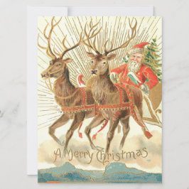 God jul (Santa och hans renar) Kort