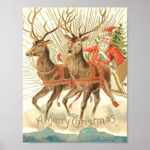 God jul (Santa och hans renar) Poster